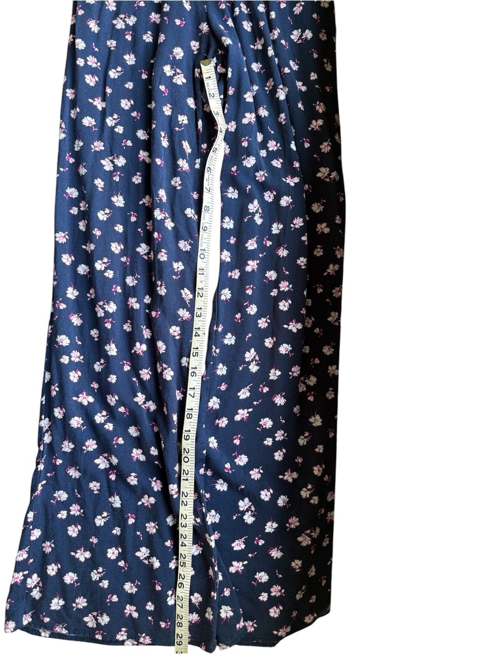 Socialite Navy Strapless Floral Wide Leg Jumpsuit size small with pockets - Picture 3 of 7